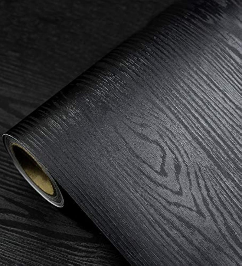 tiltil Black Wallpaper - Peel and Stick Wallpaper Wood â€“ Black Wood Self-Adhesive & Removable Wall Paper for Countertop Furniture Kitchen Wall, Countertop Contact Paper, Easy to Clean, 17.7â€ Ã—393â€ Vinyl - Image 1